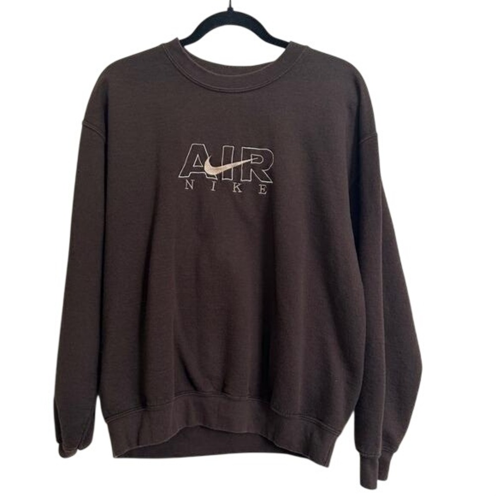 Vintage Nike Air Embroidered Spellout Crewneck Sweatshirt Brown